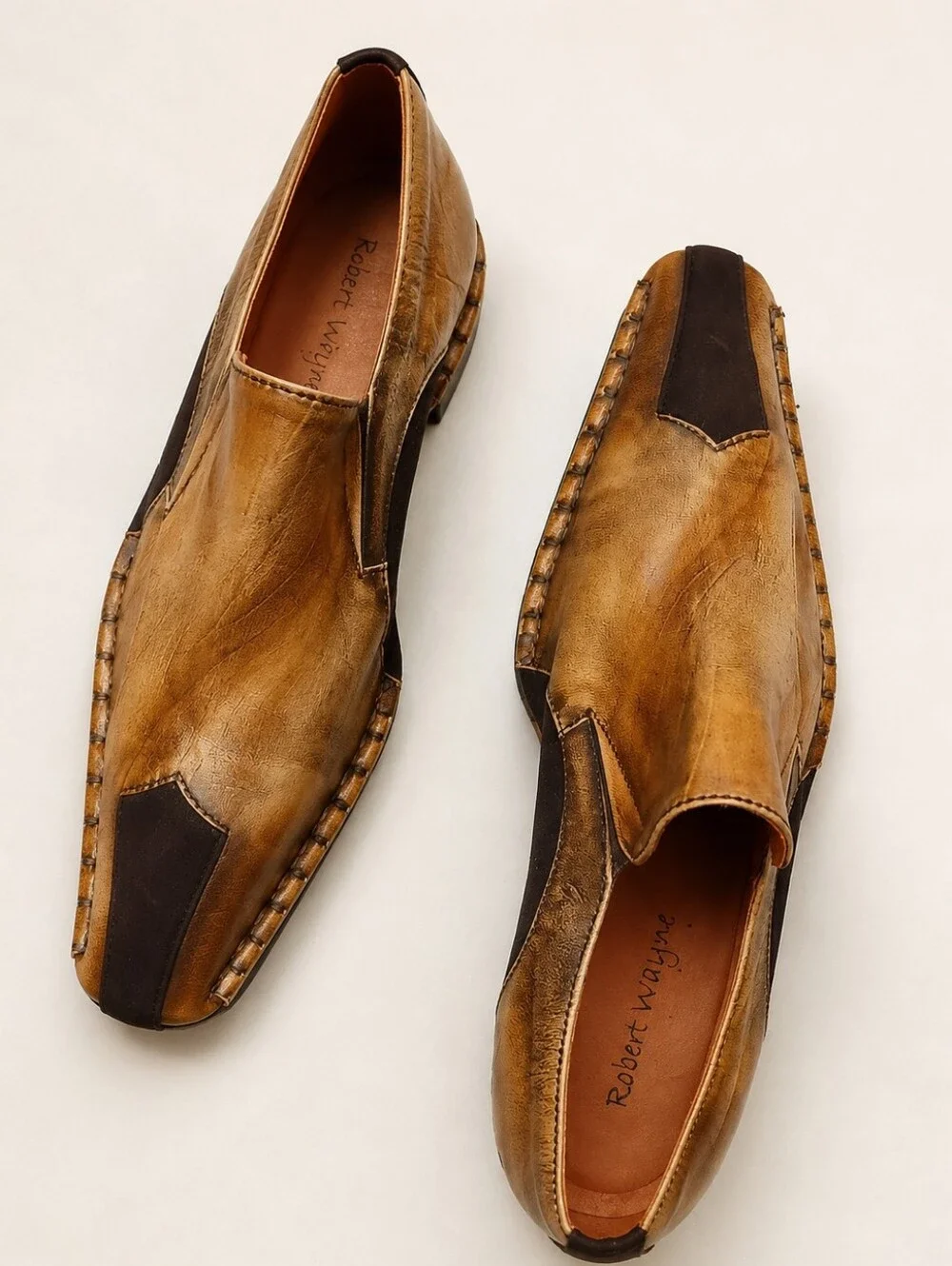 Robert Wayne Men’s Brown Distressed  Leather Loafers Size 13